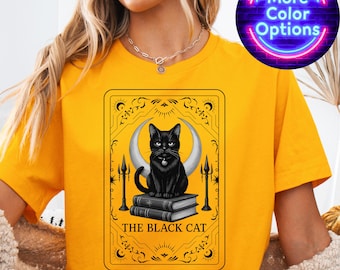Tarot Card Black Cat Shirt, Tarot Death T-Shirt, Witchy Cat Shirt, Spooky Cat Gift, Halloween Black Cat Shirt, Cat Lover Gift