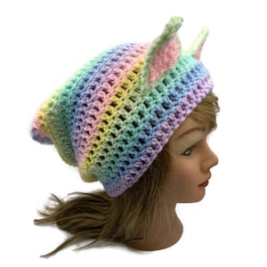 Pastel Ombre Cat Hat Pastel Rainbow Cat Hat Kitty Ears Beanie Hat with Ears Cat Hat Cat Beanie Cat Cosplay Kawaii Cat Hat Kawaii Kitty Cat image 1