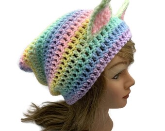 Pastel Ombre Cat Hat Pastel Rainbow Cat Hat Kitty Ears Beanie Hat with Ears Cat Hat Cat Beanie Cat Cosplay Kawaii Cat Hat Kawaii Kitty Cat