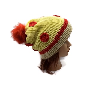 Pizza Hat, Slouchy Food Hat, Kawaii Pizza Hat, Gifts for Her, Cute Hats for Women, Knit Beanie hat, Junk Food Hat, Slouchy Beanie for Teens