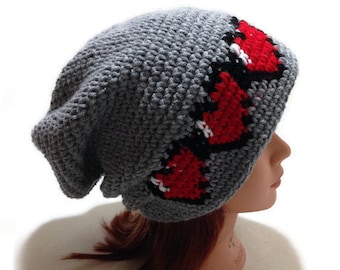 Pixel Heart Hat, Pixel Slouchy Hat, 8 Bit Heart Hat, Pixel Gamer Hat, Health Bar Hat, Retro Video Game Hat, Gifts for Gamers, Geeky Hat