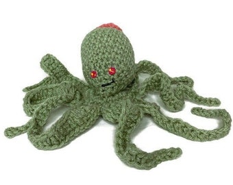 Pulpo cactus de peluche, pulpo de peluche a crochet, pulpo de escritorio, regalos originales, peluches kawaii, pulpo suculento, amigurumi, peluches bonitos