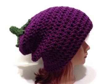 Eggplant Hat, Eggplant Costume, Halloween Hat, Halloween Costumes, Slouchy Hat, Gardening Gift, Clothing Gift, Foodie Gift, Vegetables