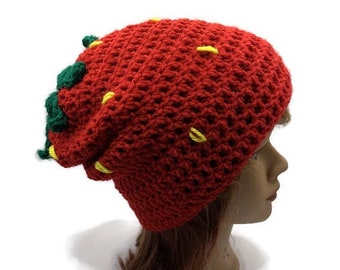 Strawberry Hat, Gifts for Teenage Girls, Fruit Hat, Funny Gift, Strawberry Hat for Women, Kawaii Hats, Anime Hat, Gardener Gift, Gardening