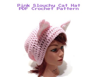 Crochet Cat Pattern, DIY Halloween Costumes, Instant Download Pattern, Cat Hat Pattern, PDF Pattern, Pink Cat Hat, Feminist Hat, PussyHat