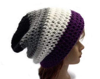 Asexual Pride Hat, Asexual Flag Hat, LGBT Pride Hat, LGBTQ gifts, Ace Flag, LGBT Accessories, Ace Hat, Crochet Slouchy Hat, lgbtq, Ace Pride