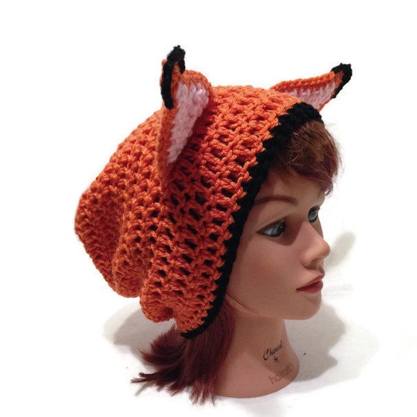 Orange Fox Hat, Fox Ears, Fox Hat, Slouchy Fox Hat, Fox Ears, Fox Cosplay, Slouchy Animal Hat, Fox Costume, Kawaii Foxes, Fox, Hat with Ears