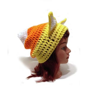 Candy Corn Cat Hat, Candy Corn, Halloween Cat, Cat Ears, Kawaii Cat, Cosplay Hat, Halloween Costumes, Cat Stuff, Cat Lover Gift, Cat Beanie image 1