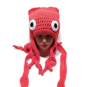 Squid Hat, Squid Costume, Squid Beanie, Slouchy Squid Hat, Squid Cosplay, Costume Hat, Halloween Costumes, Squid Tentacles, Ocean Animals image 1