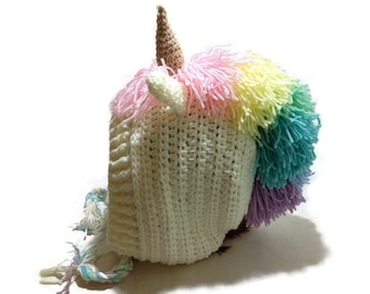 Pastel arco iris unicornio hood, caperucita de animales, cosplay unicornio, capuchas del festival, regalo de cuento de hadas, regalo de ropa, unicornio arco iris, unicornio pastel