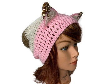 Ice Cream Cat Hat, Ice Cream Cat Hat, Slouchy Cat Hat, Cat Accessories, Cat Stuff, Novelty Hat, Cat Cosplay, Gifts for Teens, Weird Gifts