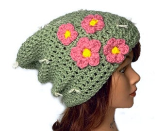 Cactus Hat, Gardening Gift, Slouchy Cactus Hat, Flowering Cactus, Gardener Gifts, Cactus Accessories, Crochet Cactus, Weird Gifts, Cactus