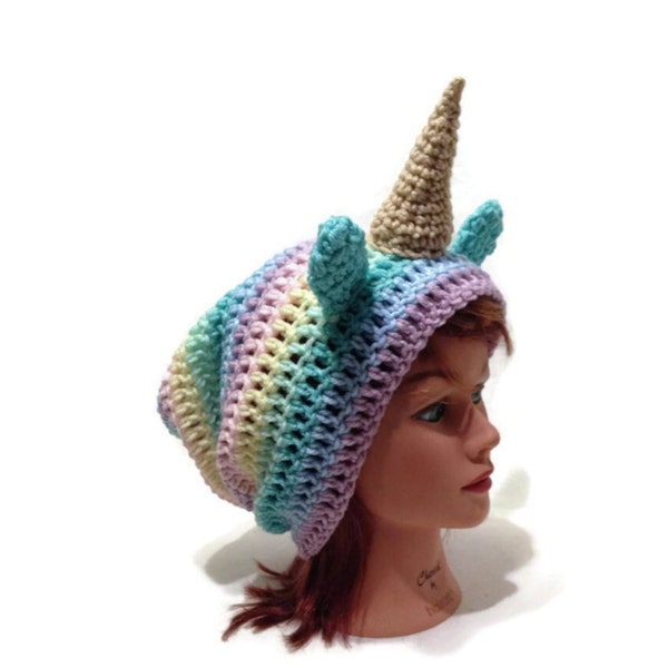 Rainbow Unicorn Hat, Fairy Tale Gift, Clothing Gift, Pastel Rainbow Unicorn, Unicorn Cosplay, Hat with Ears, Kawaii, Unicorn Costume, Pastel
