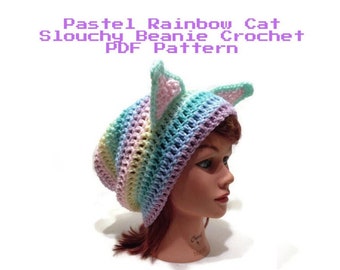 Patrón Gato Pastel, Patrón Gato Crochet, Gato Kawaii, Patrón Oreja Gato, Patrón PDF Ganchillo, Gato, Patrón Gato Pastel, Patrón, Arcoiris, Gatos