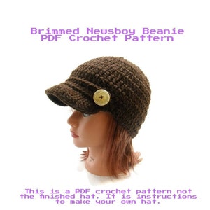 Newsboy Hat Pattern, Easy Crochet Pattern, Crochet Pattern Hat, Brimmed Hat Pattern, PDF Crochet Pattern, Instant Download, Brimmed Newsboy