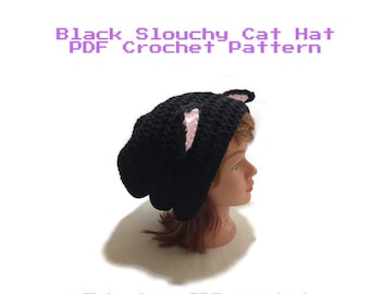 Patrón Gorro Gato, Patrón Gato Crochet, Gorro Gato Slouchy, Patrón PDF Crochet, Disfraces DIY Halloween, Cosplay Gato Gato Kawaii, Descarga Instantánea