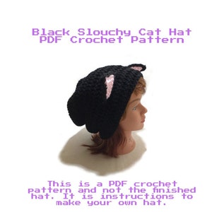 Cat Hat Pattern, Crochet Cat Pattern, Slouchy Cat Hat, PDF Crochet Pattern, DIY Halloween Costumes, Kawaii Cat Cat Cosplay, Instant Download image 1