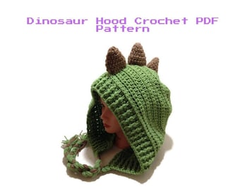 Crochet Dinosaur Pattern, Dinosaur Hood Pattern, Dino Hat Pattern, DIY Halloween Costumes, Spiked Dinosaur Hat Pattern, Hood Pattern, PDF