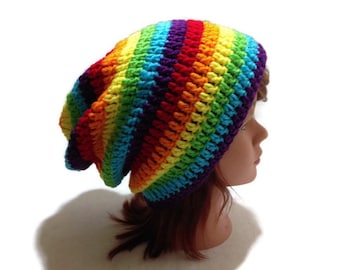 Rainbow Slouchy Hat, Ombre Rainbow Hat, Rainbow Beanie, Rainbow Hat, Festival Hat, Rainbows, Kawaii Rainbow, Rainbow Pride, LGBT Pride Hat