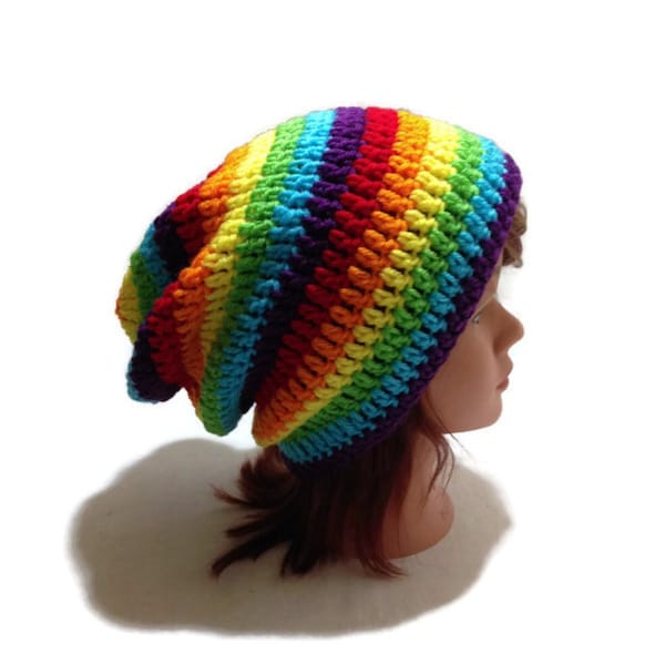 Rainbow Slouchy Hat, Ombre Rainbow Hat, Rainbow Beanie, Rainbow Hat, Festival Hat, Rainbows, Kawaii Rainbow, Rainbow Pride, LGBT Pride Hat