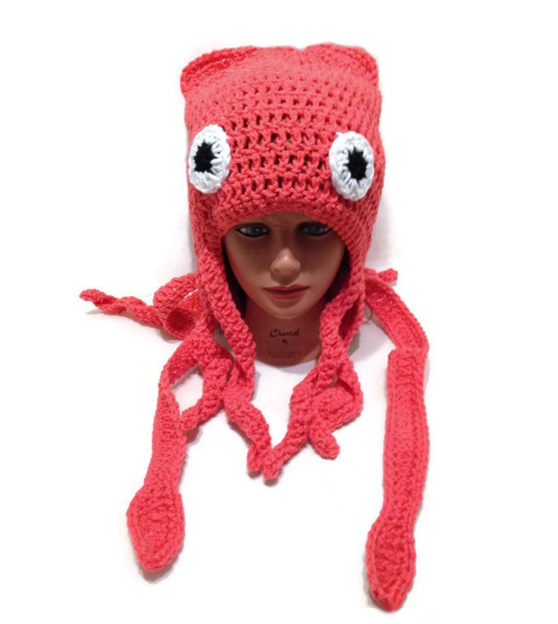 Squid Hat, Squid Costume, Squid Beanie, Slouchy Squid Hat, Squid Cosplay, Costume Hat, Halloween Costumes, Squid Tentacles, Ocean Animals image 1