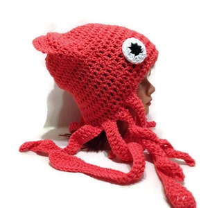 Squid Hat, Squid Costume, Squid Beanie, Slouchy Squid Hat, Squid Cosplay, Costume Hat, Halloween Costumes, Squid Tentacles, Ocean Animals image 2