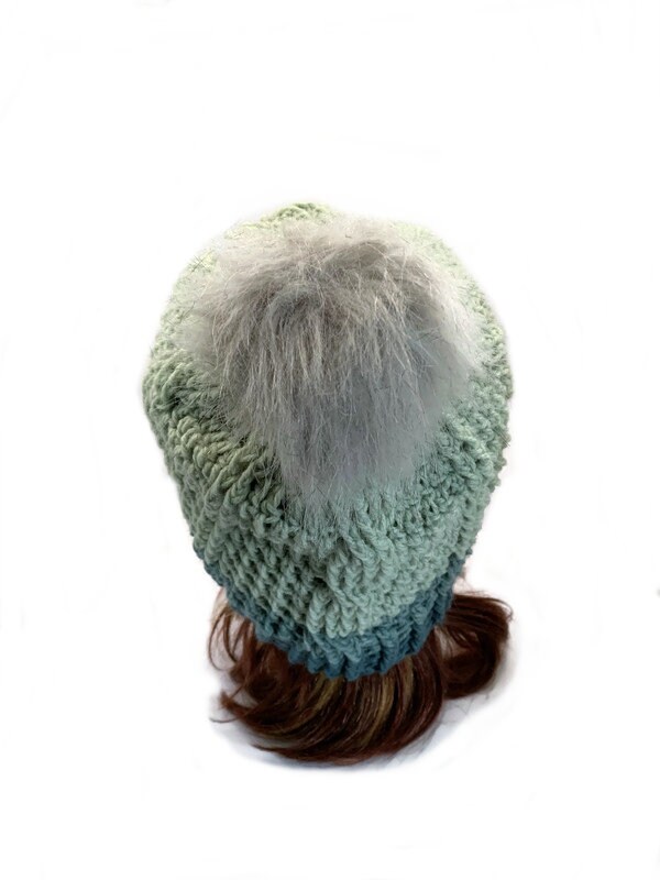 Cabled Winter Hat, Blue Cabled Hat, Green Winter Beanie  display picture 1