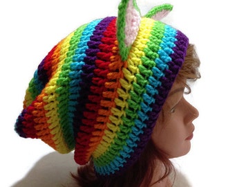 Rainbow Cat Hat, Bright Rainbow Hat, Kitty Ears Beanie, Cat Ears Beanie, Kawaii Cat Hat, Cosplay Cat Hat, Hat with Cat Ears, Animal Hat