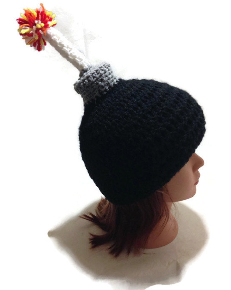 Bomb Hat, Novelty Beanie, Lit Fuse Bomb, Bomb Cosplay Hat, Kawaii Beanie, Gag Gift, Crochet Bomb Hat, Gifts for Gamers, Gifts for Geeks image 5