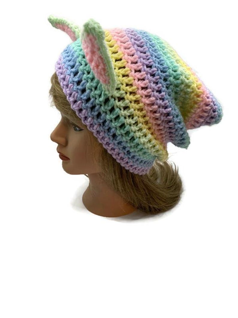 Pastel Ombre Cat Hat Pastel Rainbow Cat Hat Kitty Ears Beanie Hat with Ears Cat Hat Cat Beanie Cat Cosplay Kawaii Cat Hat Kawaii Kitty Cat image 8