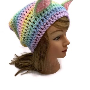 Pastel Ombre Cat Hat Pastel Rainbow Cat Hat Kitty Ears Beanie Hat with Ears Cat Hat Cat Beanie Cat Cosplay Kawaii Cat Hat Kawaii Kitty Cat image 7