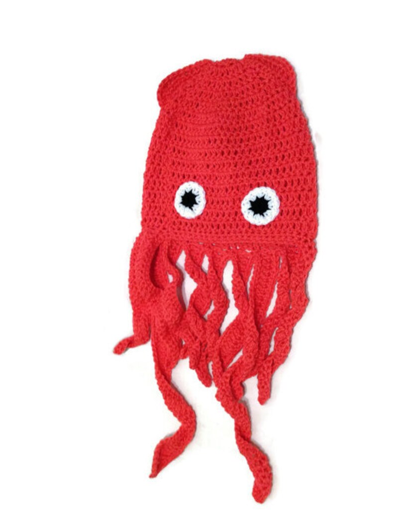 Squid Hat, Squid Costume, Squid Beanie, Slouchy Squid Hat, Squid Cosplay, Costume Hat, Halloween Costumes, Squid Tentacles, Ocean Animals image 5