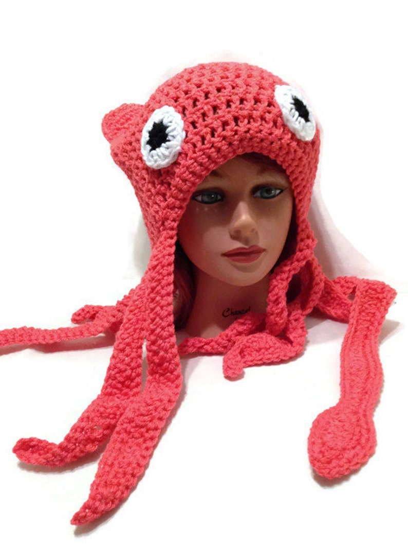 Squid Hat, Squid Costume, Squid Beanie, Slouchy Squid Hat, Squid Cosplay, Costume Hat, Halloween Costumes, Squid Tentacles, Ocean Animals image 4