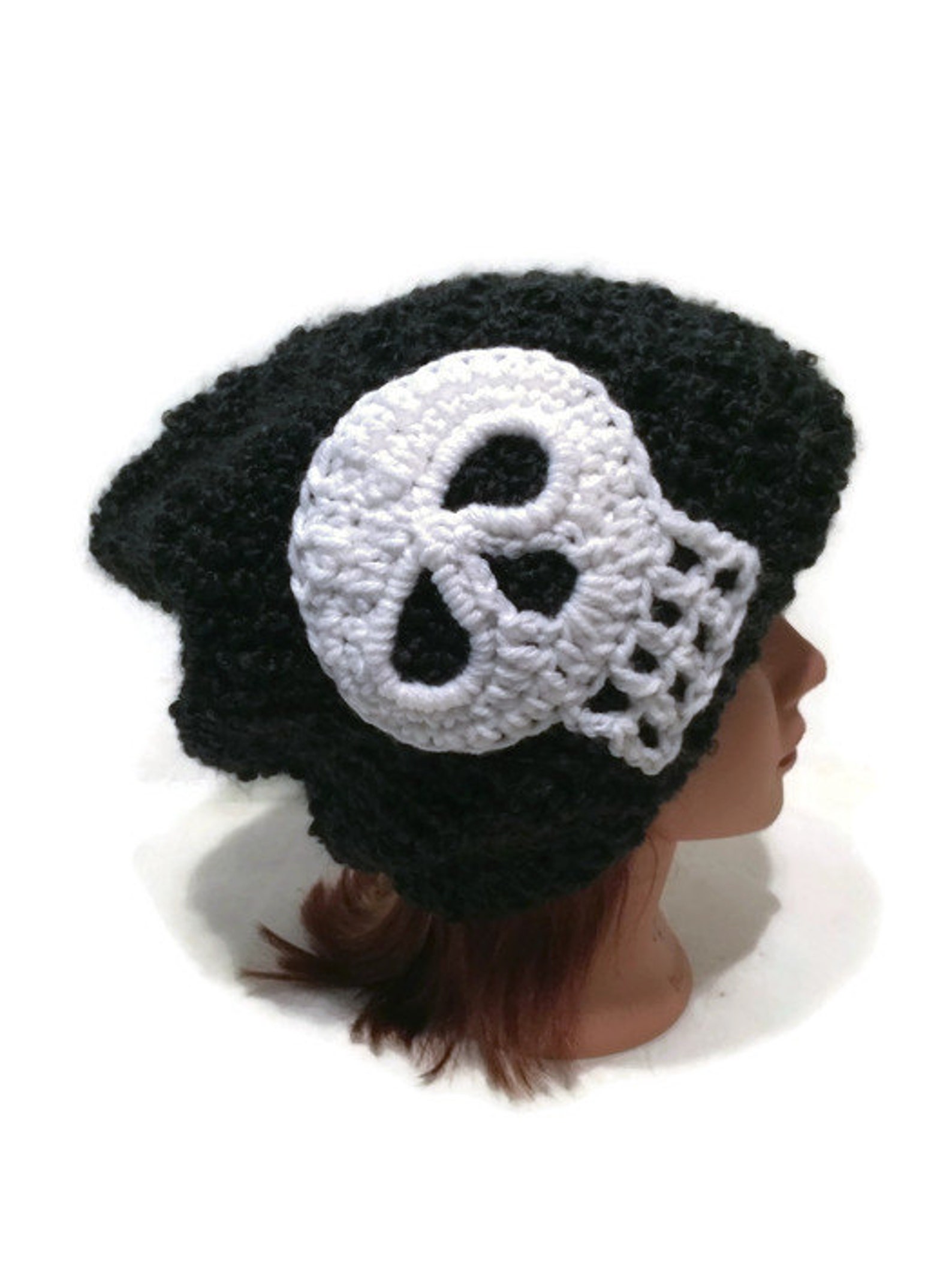Black Skull Hat Unisex Black Hat White Skull Hat Halloween Etsy