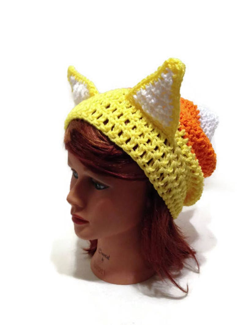 Candy Corn Cat Hat, Candy Corn, Halloween Cat, Cat Ears, Kawaii Cat, Cosplay Hat, Halloween Costumes, Cat Stuff, Cat Lover Gift, Cat Beanie image 5