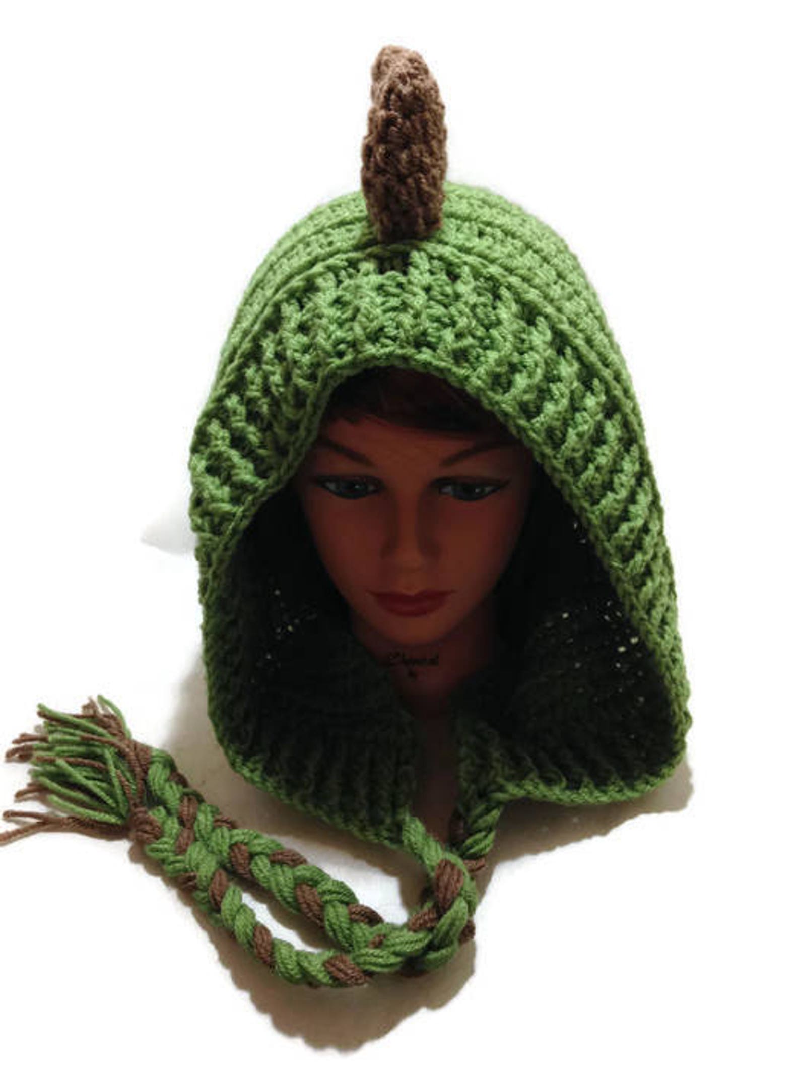 dinosaur with hood on head