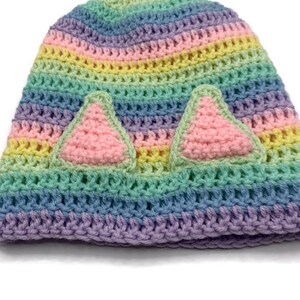 Pastel Ombre Cat Hat Pastel Rainbow Cat Hat Kitty Ears Beanie Hat with Ears Cat Hat Cat Beanie Cat Cosplay Kawaii Cat Hat Kawaii Kitty Cat image 10