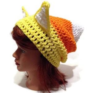 Candy Corn Cat Hat, Candy Corn, Halloween Cat, Cat Ears, Kawaii Cat, Cosplay Hat, Halloween Costumes, Cat Stuff, Cat Lover Gift, Cat Beanie image 3