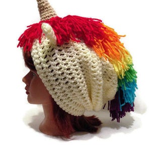 Unicorn Hat Pattern, Slouchy Unicorn Pattern, Unicorn Crochet Pattern, Crochet PDF Pattern, Rainbow Unicorn, DIY Unicorn Halloween Costume image 4