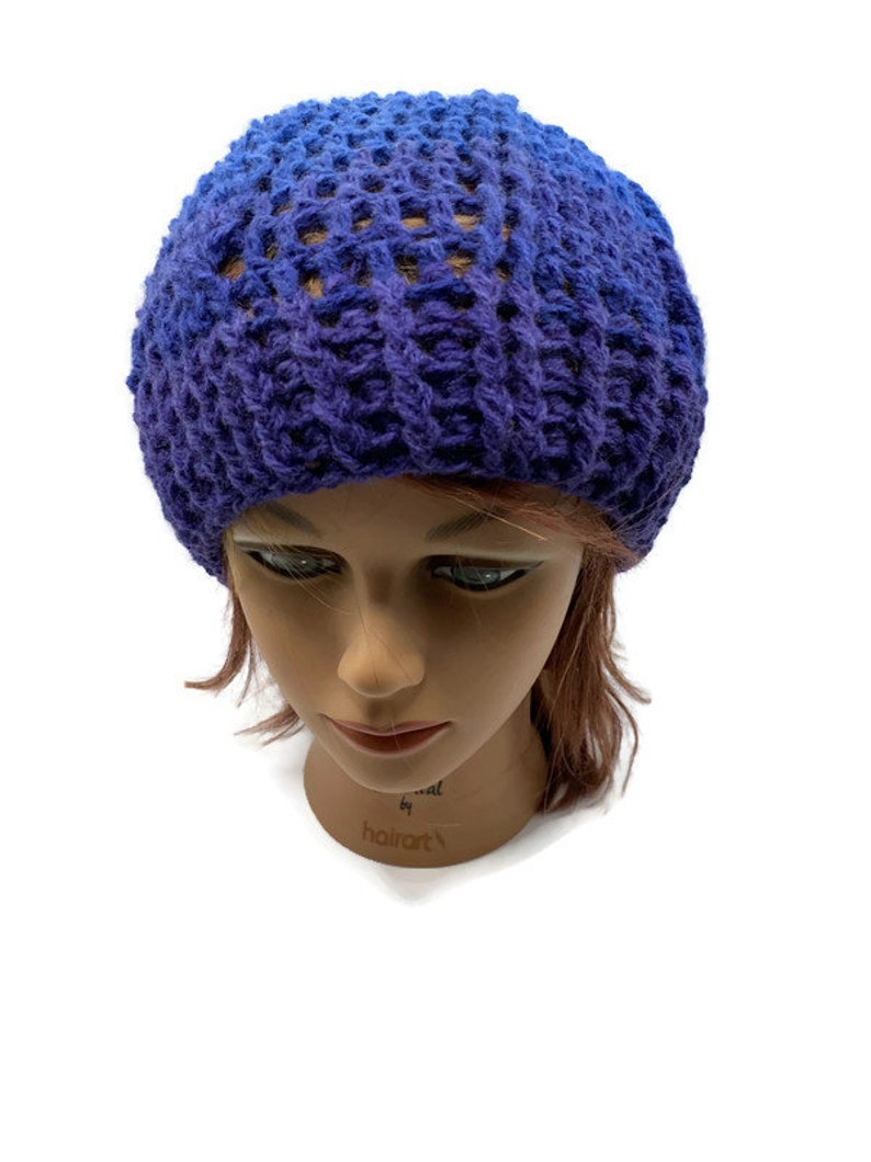 Cabled Winter Hat, Blue Cabled Hat, Blue Winter Beanie, Slouchy Cabled Hat, Winter Hat, Crochet Slouchy Hat, Gifts for Her, Winter Fashion image 9