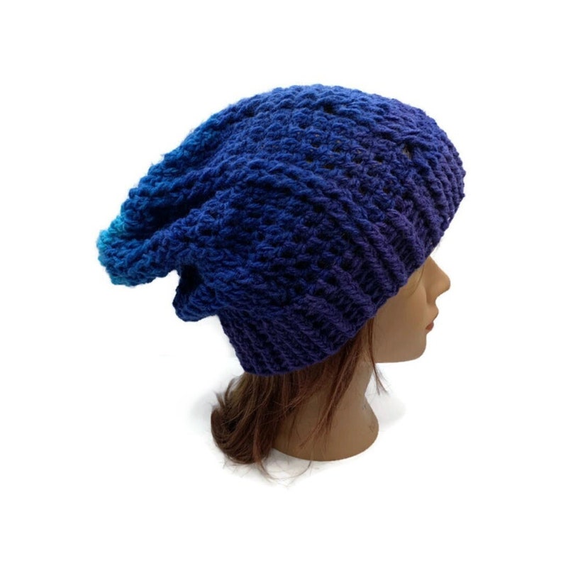 Cabled Winter Hat, Blue Cabled Hat, Blue Winter Beanie, Slouchy Cabled Hat, Winter Hat, Crochet Slouchy Hat, Gifts for Her, Winter Fashion zdjęcie 1