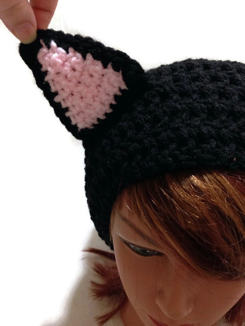 Black Dog Hat Puppy Hat Slouchy Dog Hat Dog Ears Beanie Etsy UK