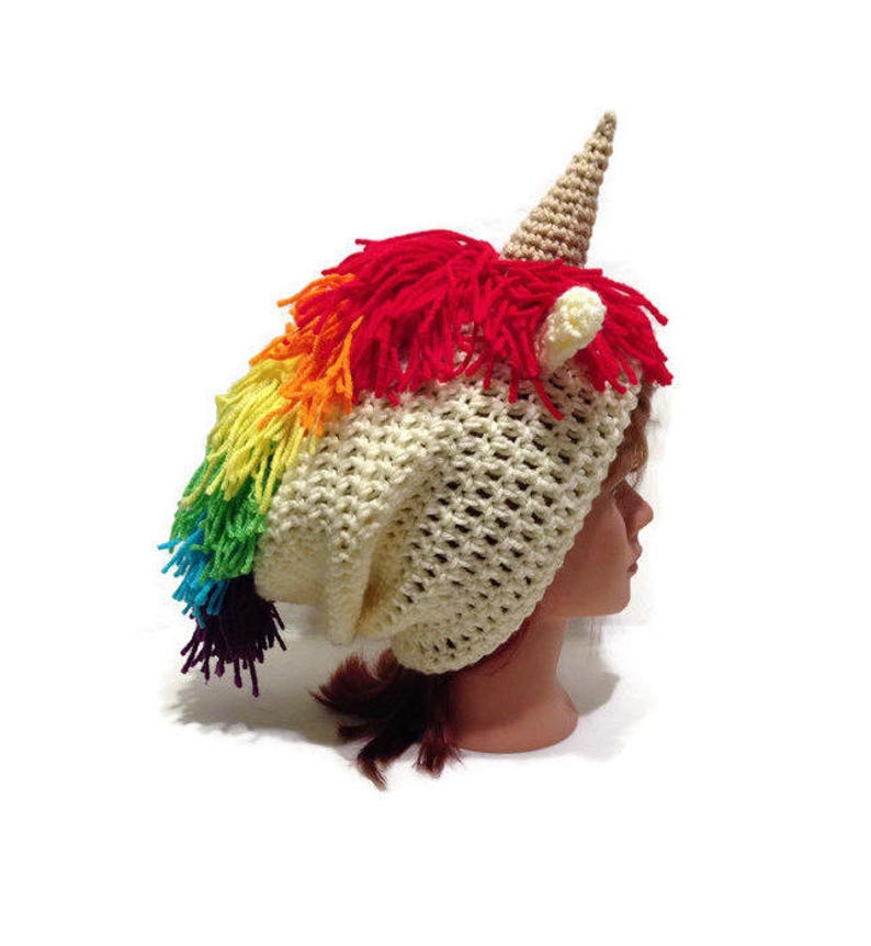 Unicorn Hat Pattern, Slouchy Unicorn Pattern, Unicorn Crochet Pattern, Crochet PDF Pattern, Rainbow Unicorn, DIY Unicorn Halloween Costume image 2