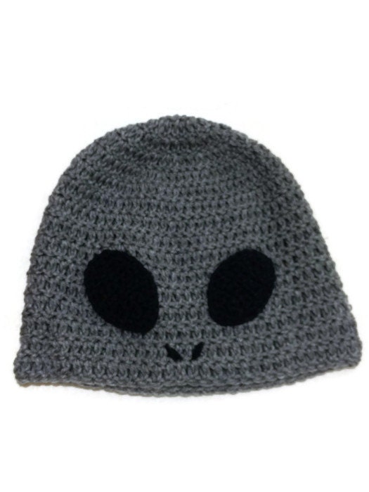 Grey Alien Slouchy Hat Alien Novelty Beanie Crochet Slouchy Hat Silly ...