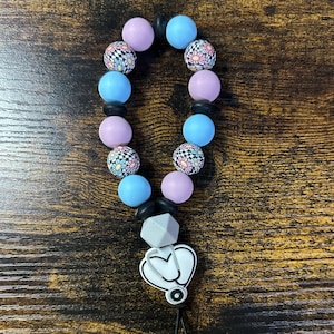 Nurse Themed Beaded Wristlet: Page Turner, Keychain, Jumpdrive Holder