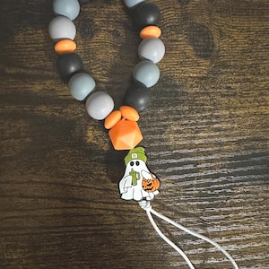Ghost with Iced Coffee Beaded Wristlet: Page Turner, Keychain, Jumpdrive Holder