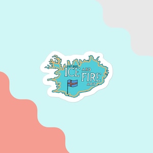 Islanda - Adesivi senza bolle / Logo grafico artistico di ghiaccio e fuoco