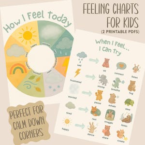 Feeling Charts for Kids | Calm Down Corner Printables | Emotional Regulation Poster Bundle | How I Feel Today & Coping Strategies Chart