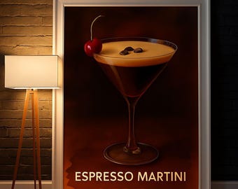 Espresso Martini Cocktail Art Print, Sophisticated Bar Cart Decor, Bar Cart Art Decor, Elegant Espresso Martini Poster, Cocktail Art Decor