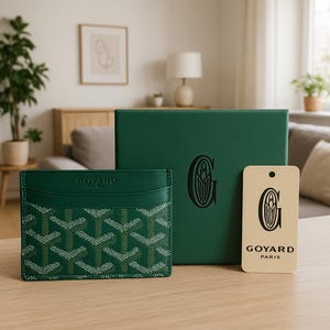 Originele Goyard Saint Sulpice-kaarthouder - groen/doos inbegrepen